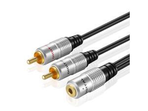 Premium 3.5mm to RCA Male Audio Cable (10FT) Bi-Directional Female to Male Converter AUX Auxiliary Headphone Jack Plug Y Adapter to Left / Right Stereo Splitter Gold Plated Connector Wire Cord