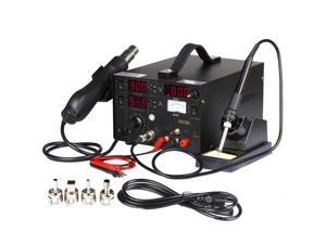 Rework Soldering Station Hot Air Gun Solder Iron SMD DC Power Supply Digital 3in1 Kit 853D Welder for Repairing Mobile Phones With 3 LED Display 4 Nozzles Analog Meter Probe Cable Rework Soldering Station Hot Air Gun Solder Iron SMD DC Power Supply Digital 3in1 Kit 853D Welder for Repairing Mobile Phones With 3 LED Display 4 Nozzles Analog Meter Probe Cable