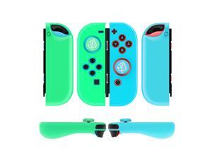 Nintendo Switch Joy-Con Grip Gel Guards with Thumb Grips Caps - Protective Case Covers Anti-Slip Lightweight Animal Crossing Design Joy Con Comfort Controller Skin Accessories (1 Pair Blue Green Leaf) Nintendo Switch Joy-Con Grip Gel Guards with Thumb Grips Caps - Protective Case Covers Anti-Slip Lightweight Animal Crossing Design Joy Con Comfort Controller Skin Accessories (1 Pair Blue Green Leaf)