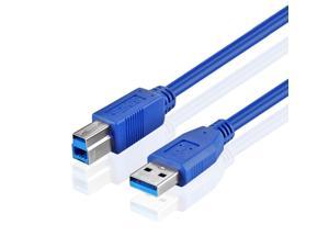 USB 3.0 Type A to B Cable (10 Feet) Superspeed Printer Data Sync Charging Extension Male to Male M/M Connector Wire Cord Plug Jack in Blue