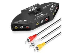 3 Way Port RCA Audio and Video Composite AV Switcher Selector Distribution Switch Box (3 Input 1 Output) For Wii, XBOX, DVD, PS2, Cable Box 3 Way Port RCA Audio and Video Composite AV Switcher Selector Distribution Switch Box (3 Input 1 Output) For Wii, XBOX, DVD, PS2, Cable Box