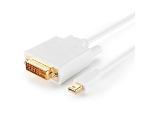 Mini DisplayPort to DVI Adapter Cable (15FT) - Thunderbolt 2 Compatible Male mDP to DVI Video Converter Connector Cord Wire Plug Supports 1080P Full HD Resolution - White