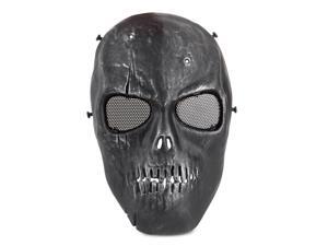 Airsoft Paintball Mask Full Face Skull Rusty Skeleton Metal Mesh Eye BB Field Protection Safety Guard Cosplay Black Silver for Hunting Wargame and All Military Purpose