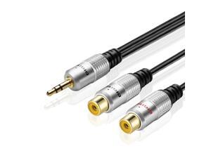 Premium 3.5mm Male to RCA Audio Cable (15FT) Bi-Directional Male to Female Converter AUX Auxiliary Headphone Jack Plug Y Adapter to Left / Right Stereo Splitter Gold Plated Connector Wire Cord