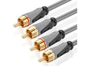 Premium 2RCA Stereo Audio Cable (35 Feet) - Dual Composite RCA Male Connector Plug M/M 2 Channel (Right and Left) Gold Plated Dual Shielded 2RCA to 2RCA Wire Cord