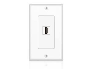 HDMI Wall Plate (1 Port, White) HDMI Socket Plug Insert Jack Outlet Panel Mount Support 4K 60Hz HDR 1080P 3D Ethernet Built in High Speed Cable Extension Coupler for Projector & Home Theater HDMI Wall Plate (1 Port, White) HDMI Socket Plug Insert Jack Outlet Panel Mount Support 4K 60Hz HDR 1080P 3D Ethernet Built in High Speed Cable Extension Coupler for Projector & Home Theater