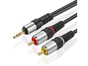 Gold Plated 3.5mm to RCA Audio Cable (35 Feet) Bi-Directional Male to Male Converter AUX Auxiliary Headphone Jack Plug Y Adapter Splitter to Left / Right Stereo 2RCA Connector Wire Cord