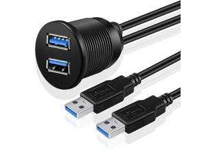 USB 3.0 Flush Mount Cable - Dashboard Panel Dash Mount 2 Ports Dual USB Socket Plug Jack Connector Extension Wire Cord Water Resistant Male to Female for Car Truck Trailer Boat Motorcycle (1M / 3FT) USB 3.0 Flush Mount Cable - Dashboard Panel Dash Mount 2 Ports Dual USB Socket Plug Jack Connector Extension Wire Cord Water Resistant Male to Female for Car Truck Trailer Boat Motorcycle (1M / 3FT)