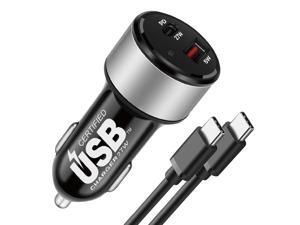 Car Charger Fast Charging Set, 27W 2 Port Type-C Power Delivery (PD) & USB-A, Includes 3.3ft USB-C Cable Certified for iPhone 11 Pro Max/X Max/8/8 Plus, iPad, Airpod Pro, Samsung S20, Pixel 4 Car Charger Fast Charging Set, 27W 2 Port Type-C Power Delivery (PD) & USB-A, Includes 3.3ft USB-C Cable Certified for iPhone 11 Pro Max/X Max/8/8 Plus, iPad, Airpod Pro, Samsung S20, Pixel 4