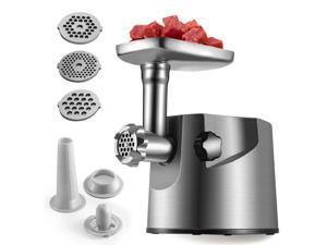 Electric Meat Grinder 2000W Heavy Duty Brushed Steel Body Sausage Stuffer Mincer w/ Premium Clean Design 3 Size Grinding Plates 2 Carbon Cutting Blades & Attachment Kits for Kubbe, Patties Electric Meat Grinder 2000W Heavy Duty Brushed Steel Body Sausage Stuffer Mincer w/ Premium Clean Design 3 Size Grinding Plates 2 Carbon Cutting Blades & Attachment Kits for Kubbe, Patties