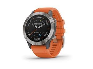 Garmin Fenix 6 Sapphire, Premium Multisport GPS Watch, -Titanium with Orange Band- (010-02158-13)