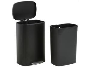Kitchen Trash Can With Lid For Office Bedroom Bathroom Step Trash Bin Fingerprint-Proof Brushed Stainless Steel Garbage Can 13 Gallon / 50 Liter, Black Kitchen Trash Can With Lid For Office Bedroom Bathroom Step Trash Bin Fingerprint-Proof Brushed Stainless Steel Garbage Can 13 Gallon / 50 Liter, Black