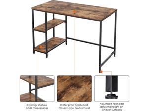 Computer Desk with 2 Shelves, 47 in Length Study Writing Table, 2-in-1 Large Office Desk with Metal Legs, Adjustable feet, Modern Furniture for Home Office, Study Room-Rustic Brown Computer Desk with 2 Shelves, 47 in Length Study Writing Table, 2-in-1 Large Office Desk with Metal Legs, Adjustable feet, Modern Furniture for Home Office, Study Room-Rustic Brown