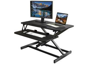 JENOSWEIN Standing Desk Converter with Height Adjustable Sit to Stand Gas Spring 26 inch Monitor Riser Tabletop Workstation 