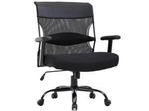 Big and Tall Office Chair 500lbs Wide Seat Desk Chair Ergonomic Computer Chair Task Rolling Swivel Chair with Lumbar Support Armrest Adjustable Mesh Chair for Adults Women, Black