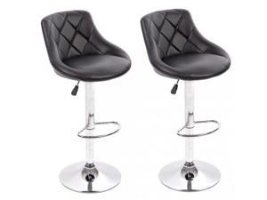 PU Leather Bar Stools Modern Swivel Dinning Kitchen Chair, Set Of 2