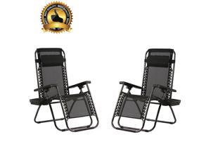 Zero Gravity Chairs Set of 2 Patio Adjustable Reclining Folding Chairs w/ Pillow Zero Gravity Chairs Set of 2 Patio Adjustable Reclining Folding Chairs w/ Pillow