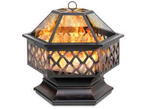 Best Choice Products 24in Hex-Shaped Steel Fire Pit for Garden, Backyard, Poolside w/ Flame-Retardant Mesh Lid Best Choice Products 24in Hex-Shaped Steel Fire Pit for Garden, Backyard, Poolside w/ Flame-Retardant Mesh Lid
