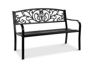Best Choice Products 50in Steel Garden Bench for Outdoor, Porch, Patio Furniture Chair w/ Floral Design Backrest - Black Best Choice Products 50in Steel Garden Bench for Outdoor, Porch, Patio Furniture Chair w/ Floral Design Backrest - Black