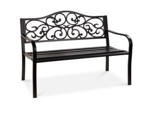 Best Choice Products 50in Classic Steel Patio Garden Bench for Yard, Porch w/ Decorative Floral Scroll Design - Black Best Choice Products 50in Classic Steel Patio Garden Bench for Yard, Porch w/ Decorative Floral Scroll Design - Black