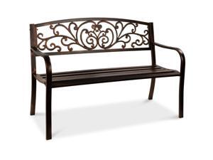 Best Choice Products 50in Steel Garden Bench for Outdoor, Porch, Patio Furniture Chair w/ Floral Design Backrest - Brown Best Choice Products 50in Steel Garden Bench for Outdoor, Porch, Patio Furniture Chair w/ Floral Design Backrest - Brown