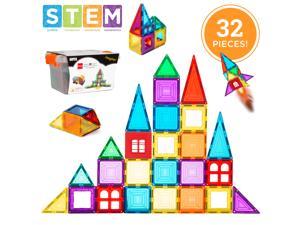 best choice products kids magnetic building block tiles toy set w