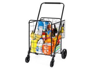 Best Choice Products 24.5x21.5in Folding Steel Storage Utility Cart for Shopping, Groceries w/ 2 Baskets, Swivel Wheels Best Choice Products 24.5x21.5in Folding Steel Storage Utility Cart for Shopping, Groceries w/ 2 Baskets, Swivel Wheels