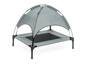 Best Choice Products 30in Raised Mesh Cot Cooling Dog Bed w/ Removable Canopy Tent, Travel Bag - Gray Best Choice Products 30in Raised Mesh Cot Cooling Dog Bed w/ Removable Canopy Tent, Travel Bag - Gray