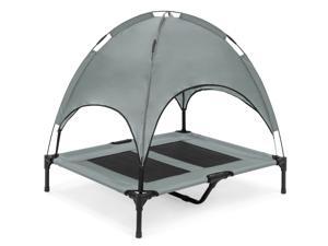 Best Choice Products 36in Outdoor Raised Mesh Cot Cooling Dog Pet Bed w/ Removable Canopy, Travel Bag - Gray Best Choice Products 36in Outdoor Raised Mesh Cot Cooling Dog Pet Bed w/ Removable Canopy, Travel Bag - Gray