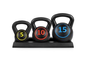 Best Choice Products 3-Piece HDPE Kettlebell Exercise Fitness Weight Set w/ Base Rack, 5lb, 10lb, 15lb Weights Best Choice Products 3-Piece HDPE Kettlebell Exercise Fitness Weight Set w/ Base Rack, 5lb, 10lb, 15lb Weights