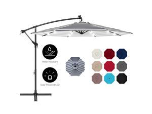 Best Choice Products 10ft Solar LED Offset Hanging Outdoor Market Patio Umbrella w/ Easy Tilt Adjustment - Navy Stripe Best Choice Products 10ft Solar LED Offset Hanging Outdoor Market Patio Umbrella w/ Easy Tilt Adjustment - Navy Stripe
