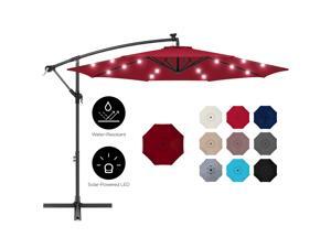 Best Choice Products 10ft Solar LED Offset Hanging Outdoor Market Patio Umbrella w/ Easy Tilt Adjustment - Burgundy Best Choice Products 10ft Solar LED Offset Hanging Outdoor Market Patio Umbrella w/ Easy Tilt Adjustment - Burgundy