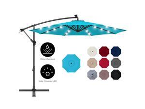 Best Choice Products 10ft Solar LED Offset Hanging Outdoor Market Patio Umbrella w/ Easy Tilt Adjustment - Sky Blue Best Choice Products 10ft Solar LED Offset Hanging Outdoor Market Patio Umbrella w/ Easy Tilt Adjustment - Sky Blue