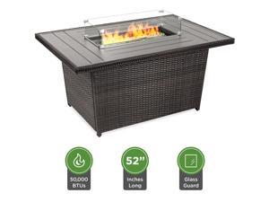 Best Choice Products 52in Outdoor Wicker Propane Fire Pit Table 50,000 BTU w/ Glass Wind Guard, Tank Holder, Cover -Gray Best Choice Products 52in Outdoor Wicker Propane Fire Pit Table 50,000 BTU w/ Glass Wind Guard, Tank Holder, Cover -Gray