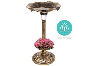 Best Choice Products Solar Lighted Pedestal Bird Bath Fountain w/ Planter, Integrated Panel Best Choice Products Solar Lighted Pedestal Bird Bath Fountain w/ Planter, Integrated Panel