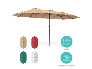 Best Choice Products 15x9ft Large Double-Sided Rectangular Outdoor Aluminum Twin Patio Market Umbrella w/ Crank - Beige Best Choice Products 15x9ft Large Double-Sided Rectangular Outdoor Aluminum Twin Patio Market Umbrella w/ Crank - Beige