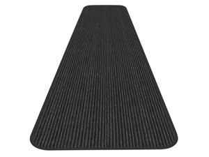 Indoor/Outdoor Double-Ribbed Carpet Runner with Skid-Resistant Rubber Backing - Smokey Black - 4' x 10'