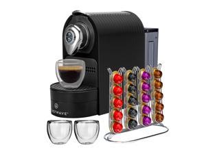 ChefWave Espresso Machine for Nespresso Compatible Capsule, Holder, Cups (Black)