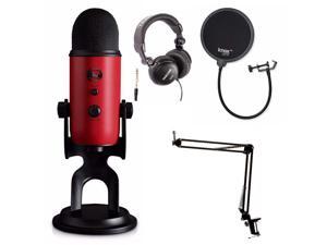 Blue Microphones Yeti Red USB Mic with Knox Boom Arm, Headphones and Pop Filter Blue Microphones Yeti Red USB Mic with Knox Boom Arm, Headphones and Pop Filter