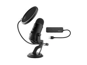 Blue Yeti Microphone (Blackout) with Knox Gear Pop Filter and 3.0 4 Port USB Hub Blue Yeti Microphone (Blackout) with Knox Gear Pop Filter and 3.0 4 Port USB Hub