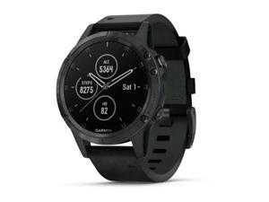 Garmin fenix 5 Plus Sapphire Edition Multi-Sport Training GPS Watch (47mm, Black with Black Leather Band)