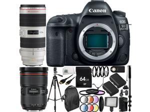 Canon EOS 5D Mark IV DSLR Camera with EF 24-70mm f/2.8L II USM Lens & EF 70-200mm f/2.8L IS II USM Lens (International Version, No Warranty) 28PC Accessory Kit - Includes 64GB Memory Card + MORE
