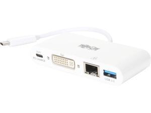 Tripp Lite USB C to DVI Multiport Video Adapter Converter w/ USB-A Hub, USB-C PD Charging, Gigabit Ethernet Port , Thunderbolt 3 Compatible