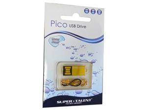 SuperTalent 32GB Pico-C Gold USB Flash Drive. Shock and water resistant. 200X Read Write speed. Model STU32GPCG