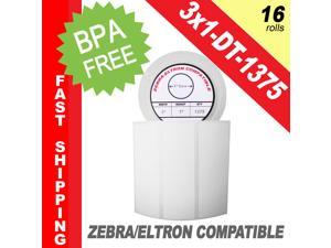 Direct Thermal Zebra Eltron Labels 3" x 1" 6 Rolls/1375 Labels of 3x1 