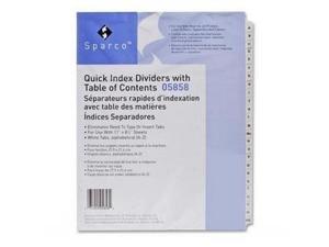 Index Dividers,w/ Table of Contents, A-Z, 12/ST, White Index Dividers,w/ Table of Contents, A-Z, 12/ST, White