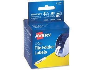 Avery Thermal Printer File Folder Labels 1/3 Cut White 130/Roll 2 Rolls 4155 Avery Thermal Printer File Folder Labels 1/3 Cut White 130/Roll 2 Rolls 4155