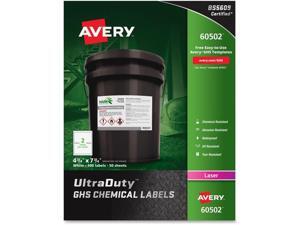 Avery; UltraDuty GHS Chemical Labels - Laser - Permanent Adhesive - 7 3/4" Width x 4 3/4" Length - Rectangle - Laser Avery; UltraDuty GHS Chemical Labels - Laser - Permanent Adhesive - 7 3/4" Width x 4 3/4" Length - Rectangle - Laser