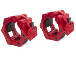 Prosource Fit Olympic Barbell Clamp Collars Quick Release Pair of 2-inch Durable Barbell Clips for Weightlifting, Powerlifting, CrossFit and Strength Training, Red Prosource Fit Olympic Barbell Clamp Collars Quick Release Pair of 2-inch Durable Barbell Clips for Weightlifting, Powerlifting, CrossFit and Strength Training, Red
