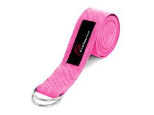 Prosource Fit Metal D-Ring Yoga Strap 8' Durable Cotton for Stretching and Flexibility